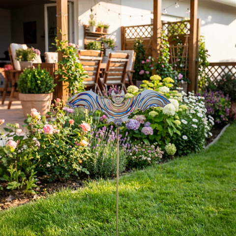 Gartenstecker Fledermaus aus Edelstahl  75 cm