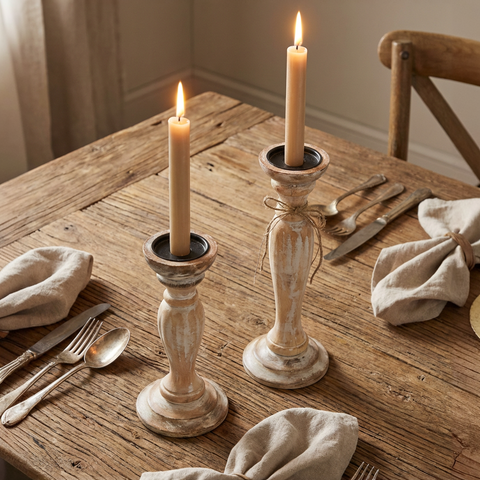Massiver Kerzenhalter aus Holz – zur Wahl 30 oder 40 cm
