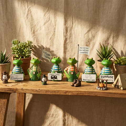Zaunhocker Camping Frosch aus Metall ca. 26 cm zur Wahl  6 Varianten