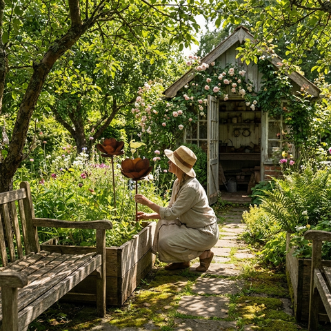 Edelrost Gartenstecker Lichtmohn 80 cm – Metall Blume