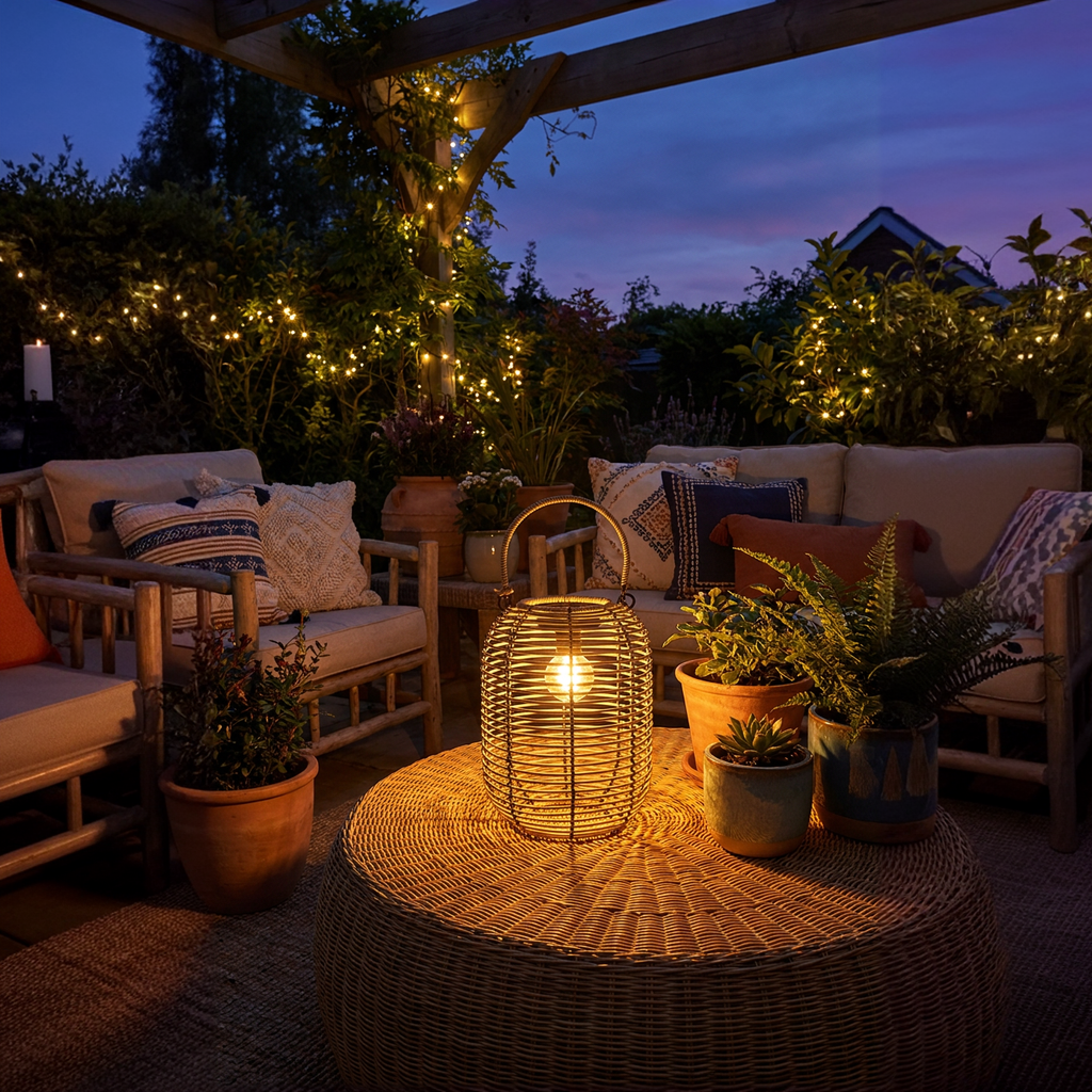 Solar Laterne Lumière in Rattan-Optik – natürliche Gartenlampe für Terrasse & Balkon