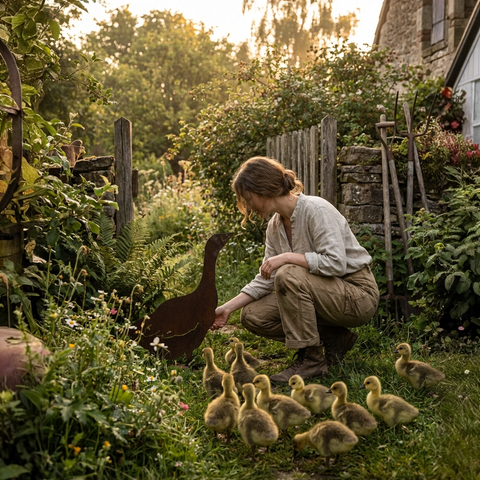Edelrost Gans 65 cm – Gartendeko Metall zum Stellen