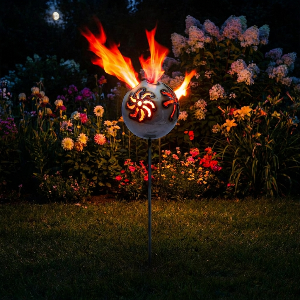 Feuerkugel Motiv Blume Ø 13cm aus Edelstahl