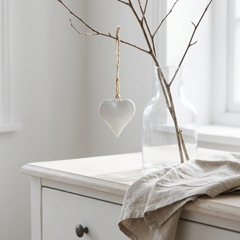 Anhänger Herz Weiß 3-er Set aus Metall Emaille ca. 5 cm