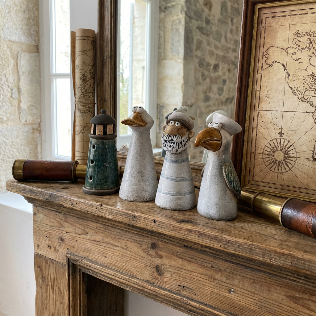 Maritime Zaunhocker aus Keramik – Leuchtturm, Ente, Seemann oder Möwe