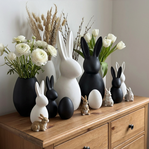 Oster-Ei Weiß aus Keramik  ca. 20 cm  Moderne Oster- & Frühlingsdeko