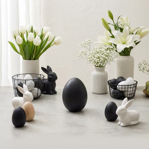 Oster-Ei Schwarz aus Keramik ca. 20 cm Moderne Oster- & Frühlingsdeko