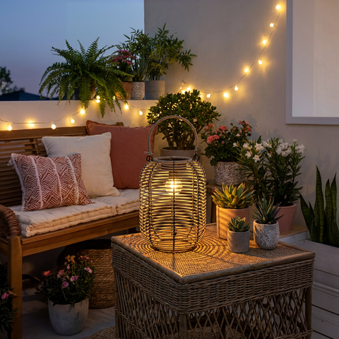 Solar Laterne Lumière in Rattan-Optik – natürliche Gartenlampe für Terrasse & Balkon
