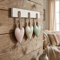 Anhänger Herz aus Metall 3er Set  8 cm Mint, Rosé und Beige