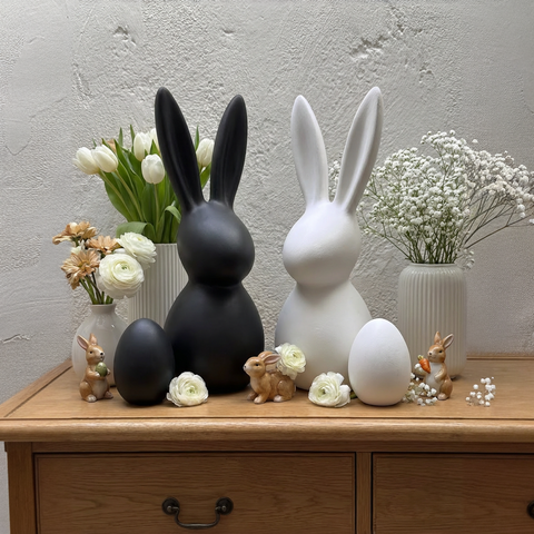 Oster-Ei Weiß aus Keramik  ca. 20 cm  Moderne Oster- & Frühlingsdeko