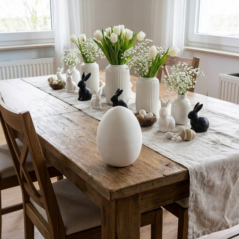 Oster-Ei Weiß aus Keramik ca. 15 cm Moderne Oster- & Frühlingsdeko