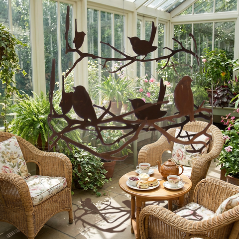 Edelrost Vogelkranz Ø45 cm – Rost Deko Garten Metall