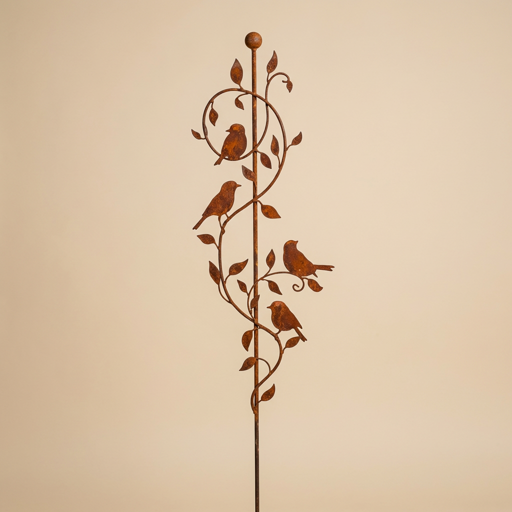 Gartenstecker Edelrost ca. 120 cm Vogelranken Handarbeit aus Deutschland
