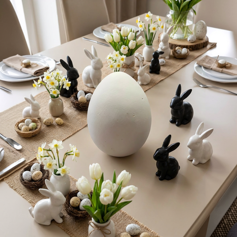 Oster-Ei Weiß aus Keramik  ca. 20 cm  Moderne Oster- & Frühlingsdeko