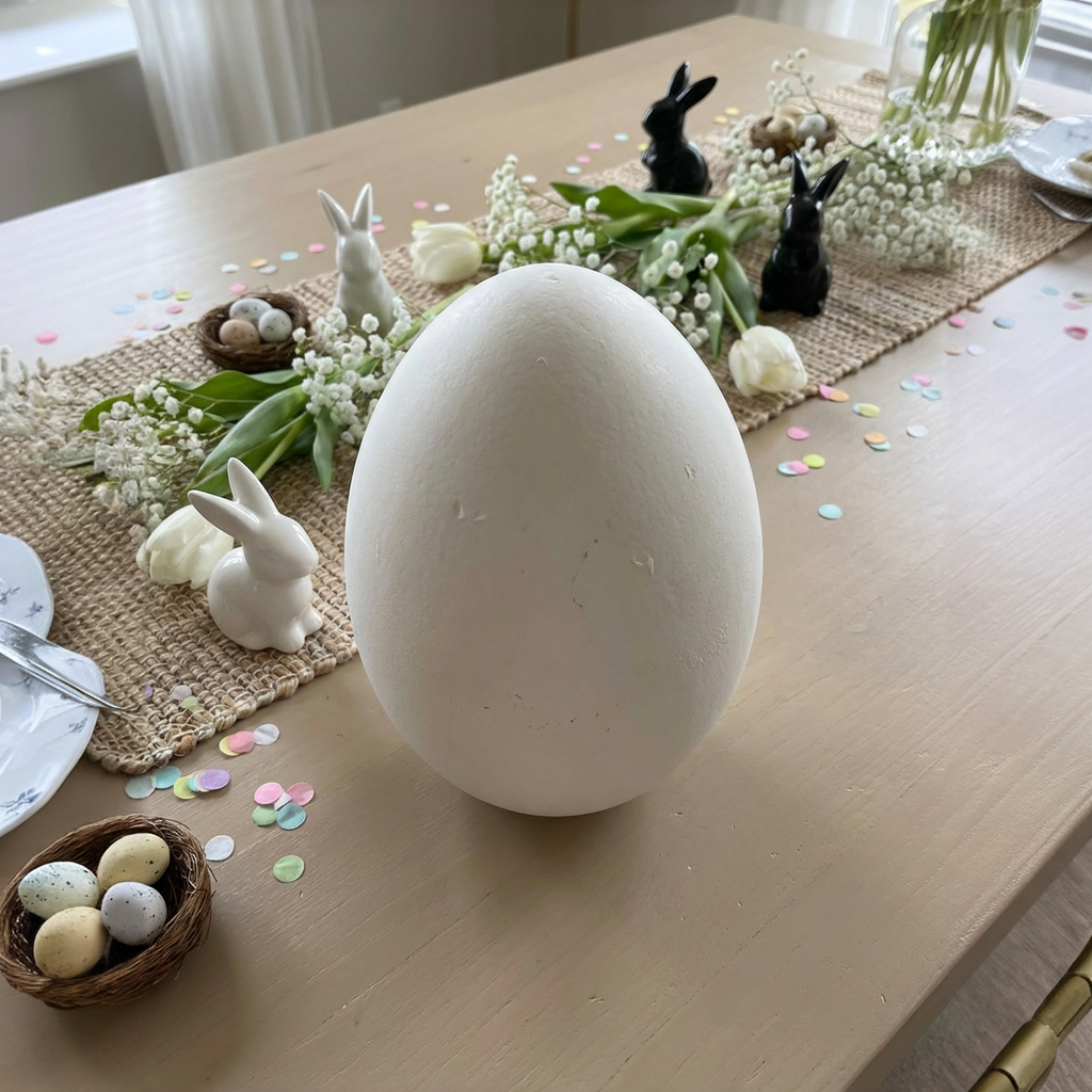 Oster-Ei Weiß aus Keramik  ca. 20 cm  Moderne Oster- & Frühlingsdeko