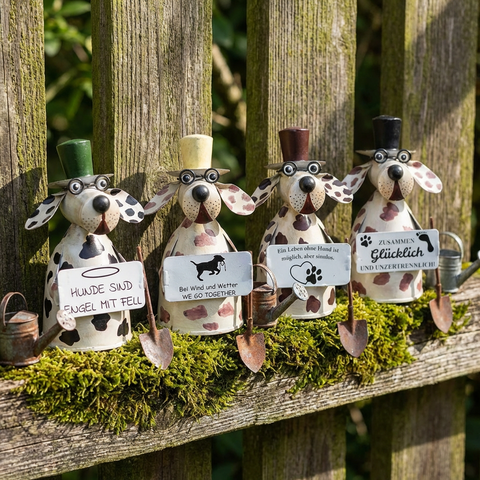 Zaunhocker Hund aus Metall – Gartenfigur für Zaun & Pfosten zur Wahl