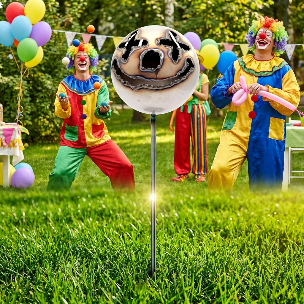 Große Feuerfratze Clown Gesicht Ø 18 cm XL aus Edelstahl
