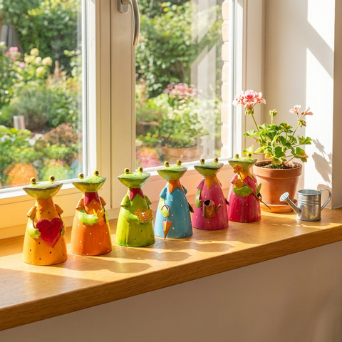 Zaunhocker Froschdame aus Metall 20 cm – 6 Varianten zur Auswahl