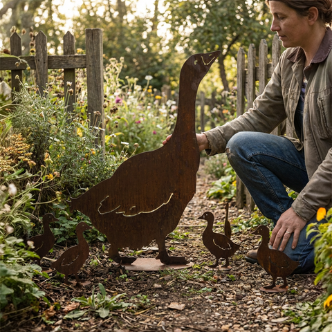 Edelrost Gans 65 cm – Gartendeko Metall zum Stellen