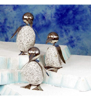 Pinguin M ca. 20cm hoch aus Granit und Edelstahl Original Gebrüder Lomprich