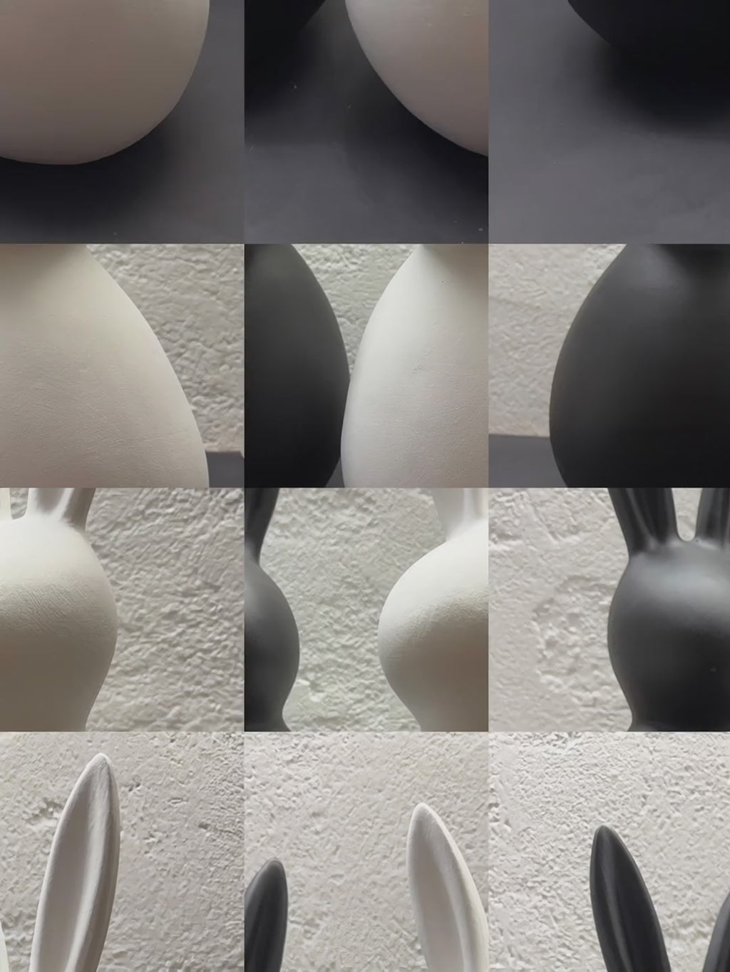 Deko Osterhasenset Keramik Schwarz & Weiß – Modernes Deko-Duo in Wischtechnik | ca. 20 cm