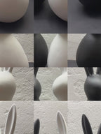 Deko Osterhasenset Keramik Schwarz & Weiß – Modernes Deko-Duo in Wischtechnik | ca. 20 cm