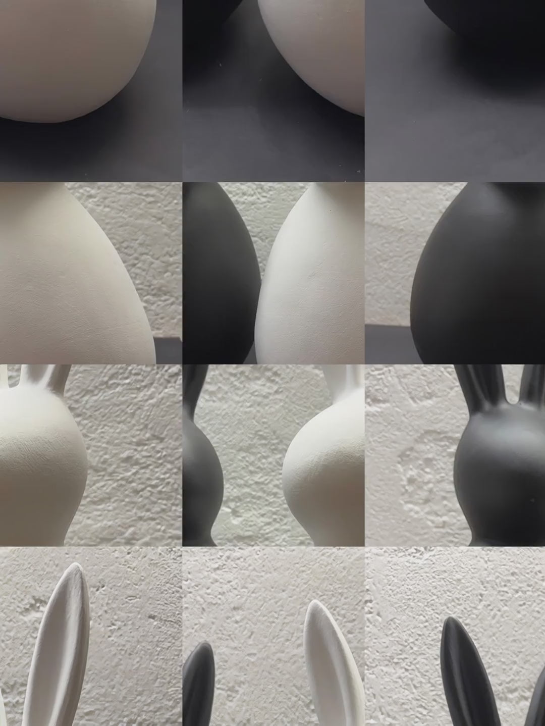 Deko Osterhasenset Keramik Schwarz & Weiß – Modernes Deko-Duo in Wischtechnik | ca. 20 cm