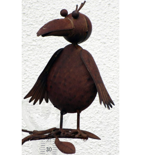 Regenmesser Vogelduo aus Metall, braun ca. 125 cm