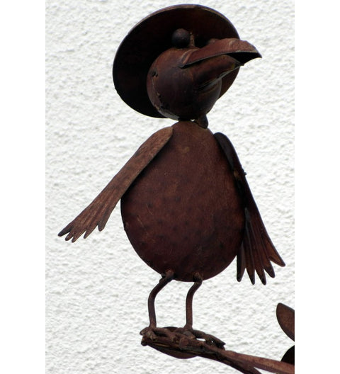 Regenmesser Vogelduo aus Metall, braun ca. 125 cm