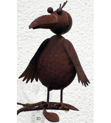 Regenmesser Vogelduo aus Metall, braun ca. 125 cm