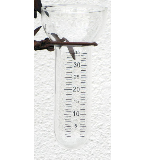 Regenmesser Vogelduo aus Metall, braun ca. 125 cm