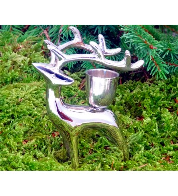 Rentier silberfarben mit Kerzenhalter ca. 10cm hoch