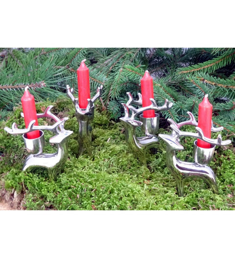 Rentier silberfarben mit Kerzenhalter ca. 10cm hoch