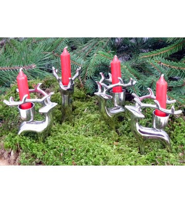 Rentier silberfarben mit Kerzenhalter ca. 10cm hoch