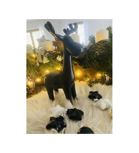 Rentier XOXO, schwarz, Keramik, 13x10x21,5 cm