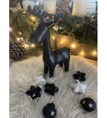 Rentier XOXO, schwarz, Keramik, 13x10x21,5 cm