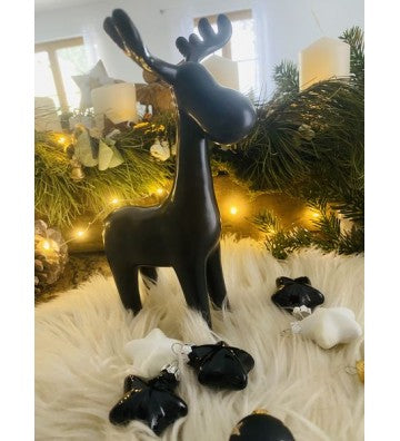 Rentier XOXO, schwarz, Keramik, 13x10x21,5 cm