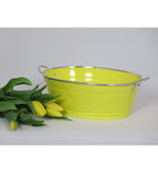 Pflanzschale oval Gelb 24,5 cm – Metall Blumentopf für Garten & Balkon