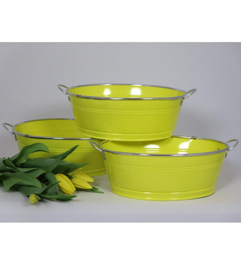 Metallschale oval ca. 24,5 cm x 19 cm gelb