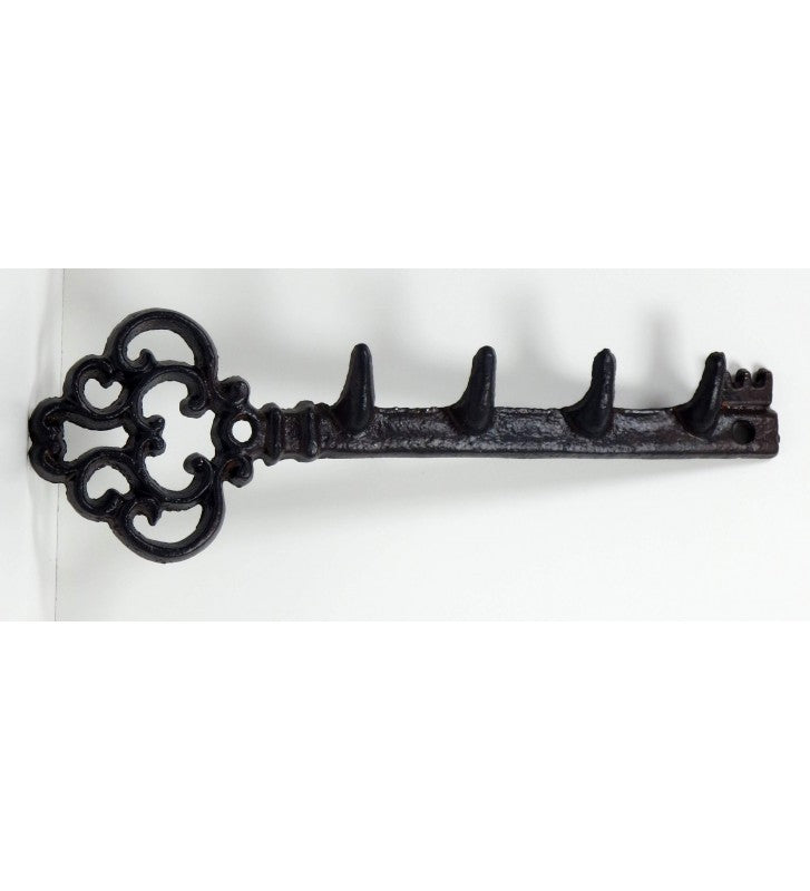 Schlüsselleiste Gusseisen Rostoptik – 29 cm mit 4 Haken