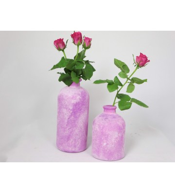 SET: 2 Glasvasen bauchig, pink 25cm und 17cm