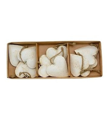 Herzanhänger 3-er Set, creme, mint, rosé, Metall