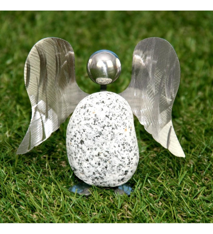 Engel aus Granit und Edelstahl ca. 10cm hoch Deko Schutzengel modern
