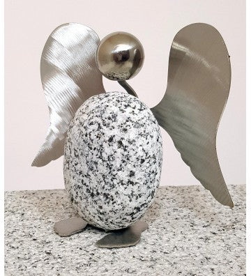 Engel aus Granit und Edelstahl ca. 10cm hoch Deko Schutzengel modern