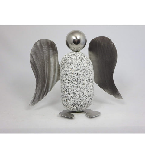 Steinengel XL ca. 23cm hoch aus Granit und Edelstahl