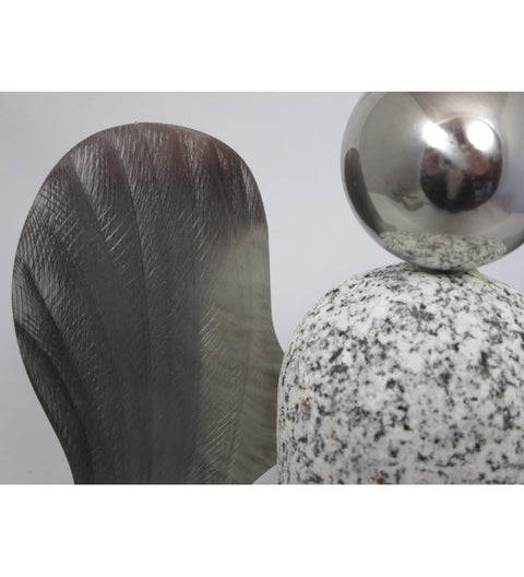 Steinengel XL ca. 23cm hoch aus Granit und Edelstahl