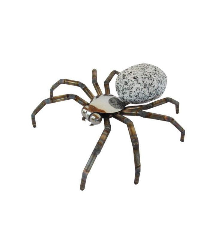Spinne aus Granit & Edelstahl – Gartendeko wahlweise in 14 oder 22 cm