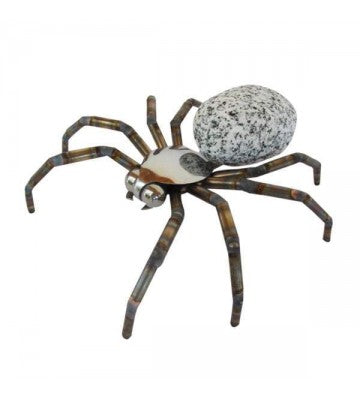 Spinne aus Granit & Edelstahl – Gartendeko wahlweise in 14 oder 22 cm