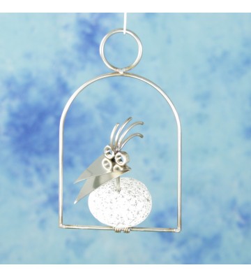 Steinvogel SV 300 ca. 18cm zum Hängen aus Granit und Edelstahl Original Gebrüder Lomprich