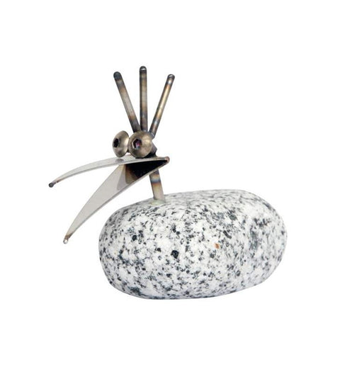 Steinvogel Küken ca.10cm hoch aus Granit und Edelstahl